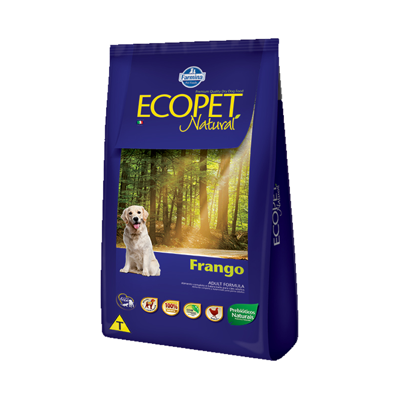 RAÇÃO SECA FARMINA ECOPET NATURAL FRANGO PARA CÃES ADULTOS DE RAÇAS MÉDIAS E GRANDES 15KG