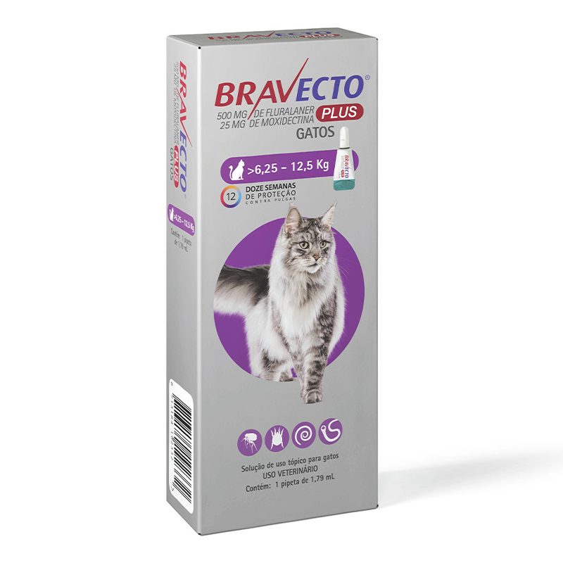 ANTI PULGAS BRAVECTO PLUS PARA GATOS DE 6,24KG A 12,5KG