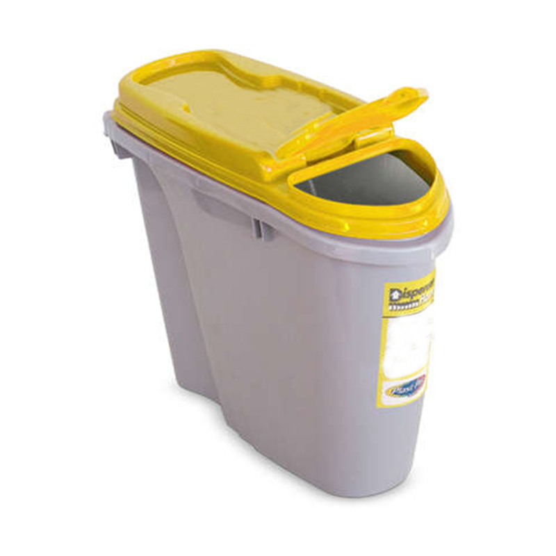 DISPENSER ORGANIZADOR PARA ALIMENTOS E RAÇÃO DE CÃES E GATOS HOME 3,5 LITROS AMARELO PLAST PET