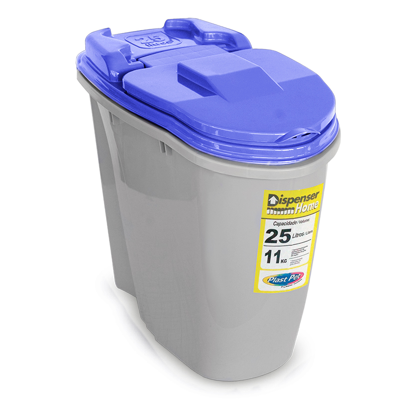 DISPENSER ORGANIZADOR PARA ALIMENTOS E RAÇÃO DE CÃES E GATOS HOME 25 LITROS ROXO PLAST PET