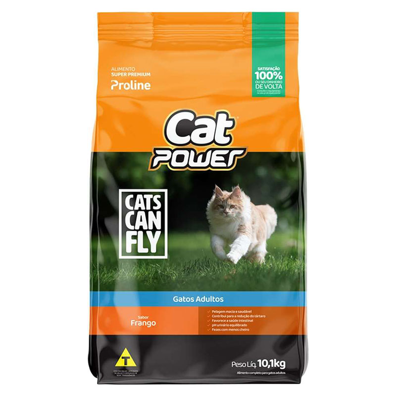 RAÇÃO SECA PARA GATOS ADULTOS CAT POWER CATS CAN FLY SABOR FRANGO 10,1 KG