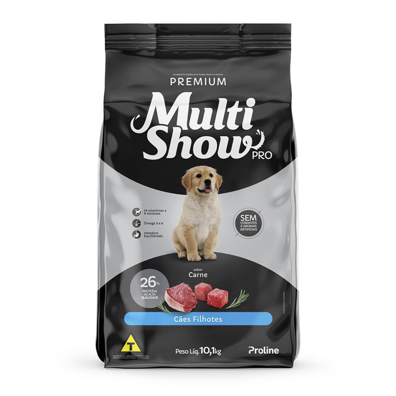 RAÇÃO PARA CÃES FILHOTES MULTISHOW PRO SABOR CARNE 10,1 KG