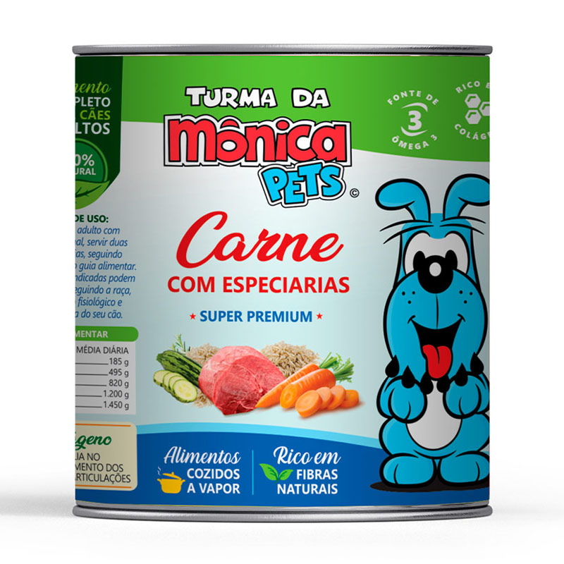 RAÇÃO ÚMIDA PARA CÃES TURMA DA MÔNICA PETS CARNE COM ESPECIARIAS - 280 GR