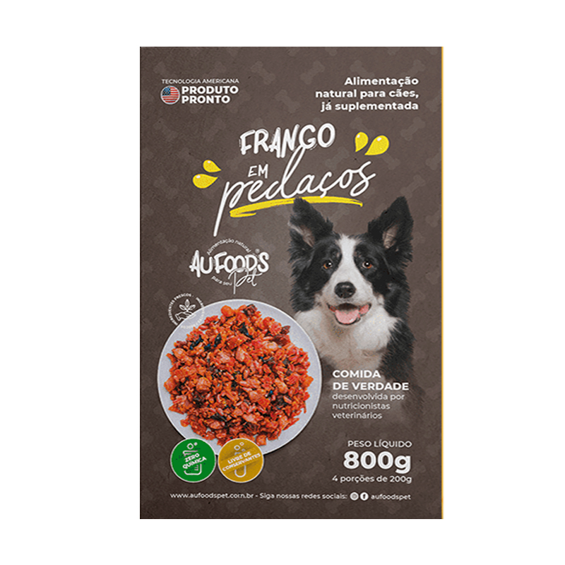 alimento natural para cães AUFOODS FRANGO EM PEDACOS - 800 GR