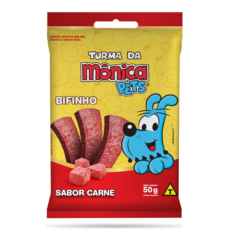 petisco BIFINHO TURMA DA MôNICA pets sabor CARNE para cães adultos 50 GR