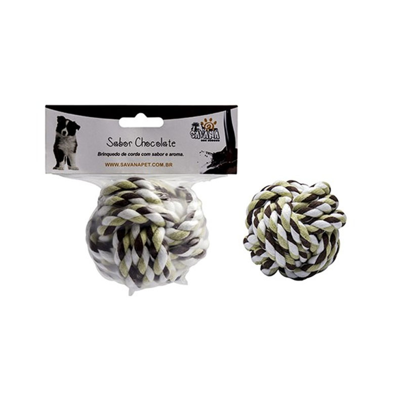 BRINQUEDO BOLA DE CORDA PARA CÃES COR MARROM - AROMA CHOCOLATE