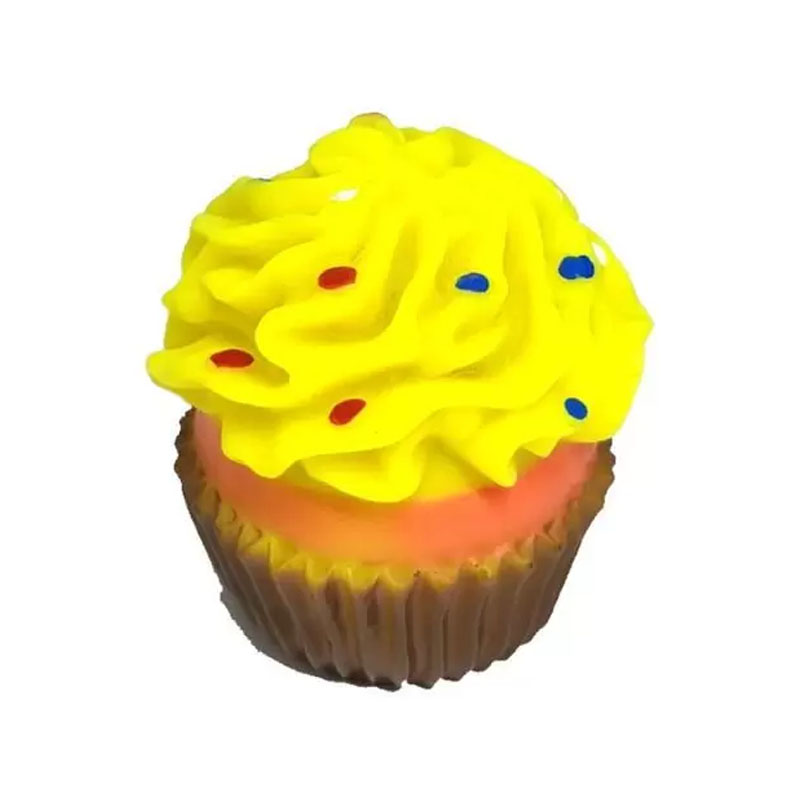 BRINQUEDO MORDEDOR VINIL SAVANA CUPCAKE AMARELO PARA CÃES - 