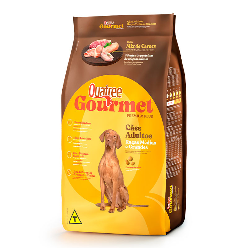 QUATREE GOURMET ADULTO RAÇAS MEDIAS E GRANDES SEM CORANTES - 15 KG