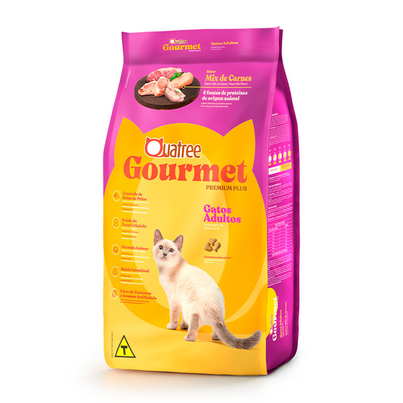 RAÇÃO QUATREE GOURMET PARA GATOS ADULTOS SABOR MIX DE CARNES - 10,1 KG